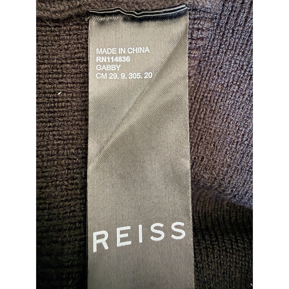 REISS Gabby Knit Sweater Dress M Black Wool Blend Mock Neck Zipper Slit $320 - Picture 13 of 14
